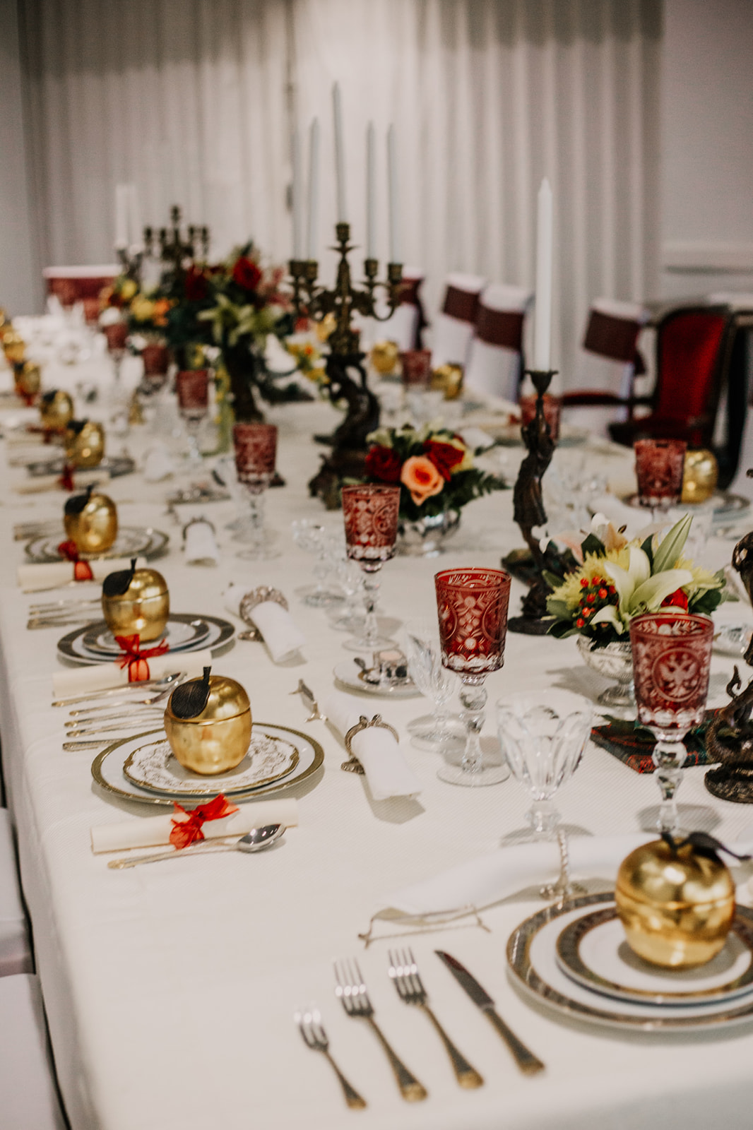 50th Wedding Anniversary Party Venue with Gold and Red